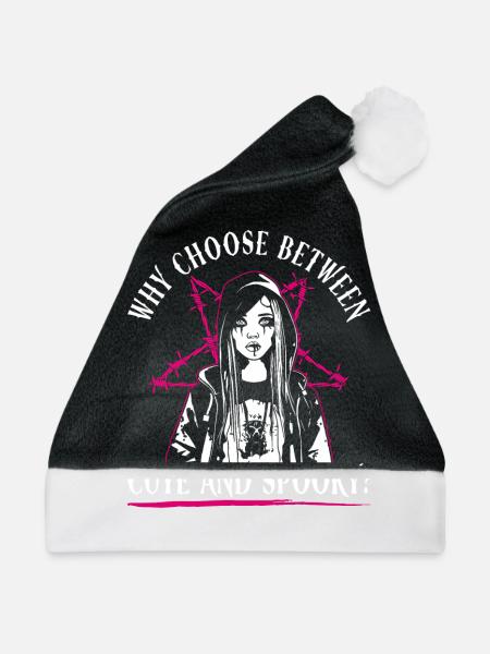 Niedlich und gruselig? - Bubble Goth Perky Goth - Weihnachtsmütze - Schwarz/Weiß - Vorne