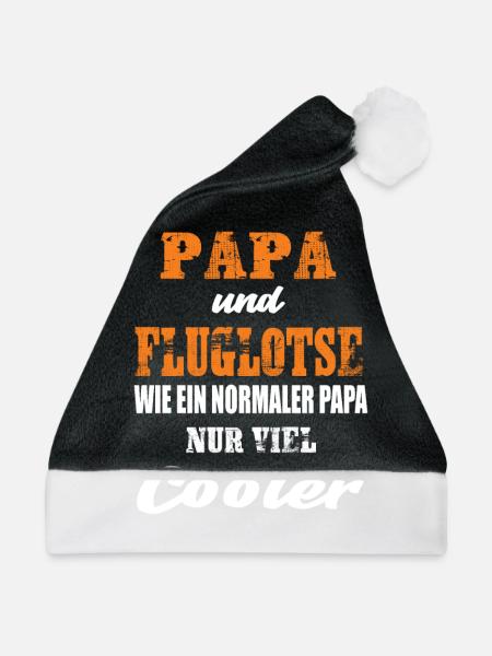 Papa und Fluglotse - Weihnachtsmütze - Schwarz/Weiß - Vorne
