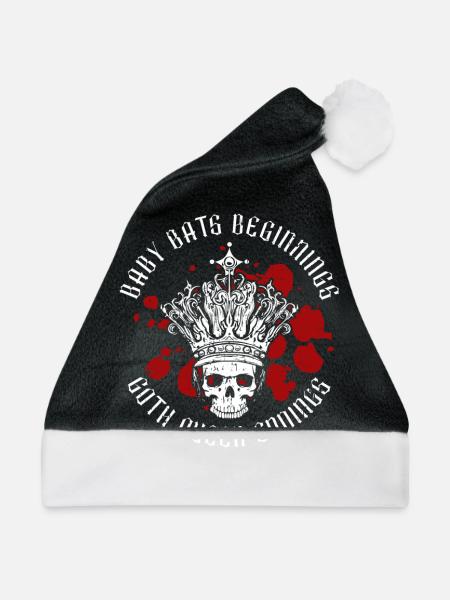 Baby Fledermaus Goth Queen - Goth Gothic - Weihnachtsmütze - Schwarz/Weiß - Vorne