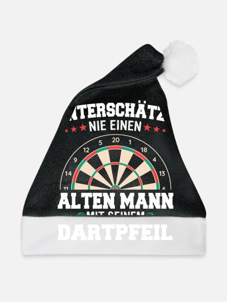 Dart Darts Dartspieler Dartsport - Weihnachtsmütze - Schwarz/Weiß - Vorne