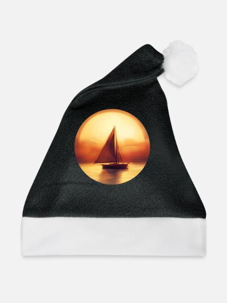 Segeln Segelboot Jolle Segelschiff Segler - Weihnachtsmütze - Schwarz/Weiß - Vorne