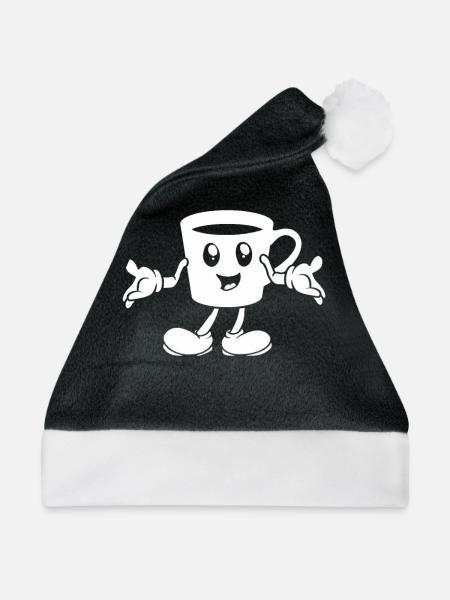 Kaffee Cafe Emoticon - Weihnachtsmütze - Schwarz/Weiß - Vorne