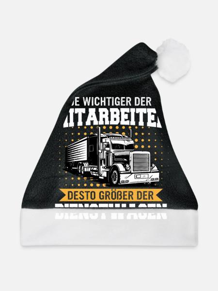 LKW Fahrer Fernfahrer Lastkraftwagenfahrer - Weihnachtsmütze - Schwarz/Weiß - Vorne