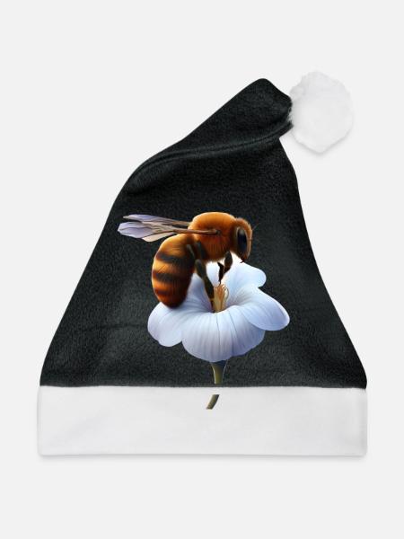 Biene auf Blume - Weihnachtsmütze - Schwarz/Weiß