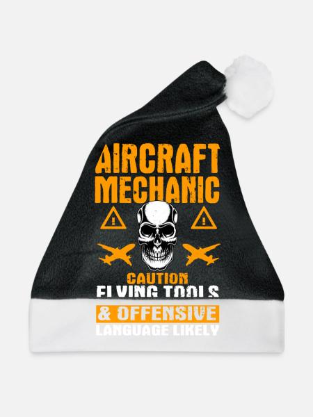 Flugzeugmechaniker Geschenk - Weihnachtsmütze - Schwarz/Weiß - Vorne
