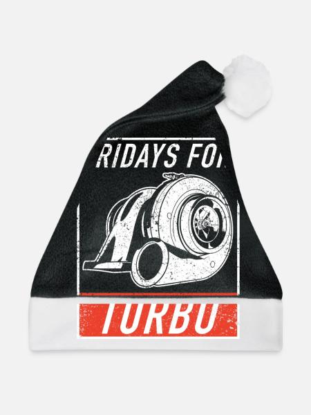 Turbolader Turbo Hubraum Motor Tuning Tuner - Weihnachtsmütze - Schwarz/Weiß - Vorne