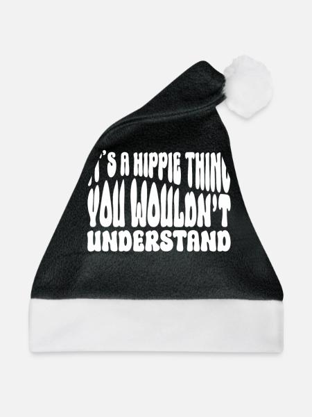 Das ist ein Hippie-Ding - Hippie-Kostüm - Weihnachtsmütze - Schwarz/Weiß - Vorne