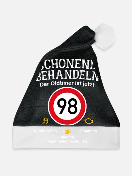 98. Geburtstag Schonend Behandeln Oldtimer Ist 98 - Weihnachtsmütze - Schwarz/Weiß - Vorne