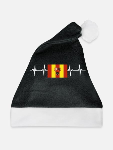 Poland Lódź Flag - Weihnachtsmütze - Schwarz/Weiß - Vorne