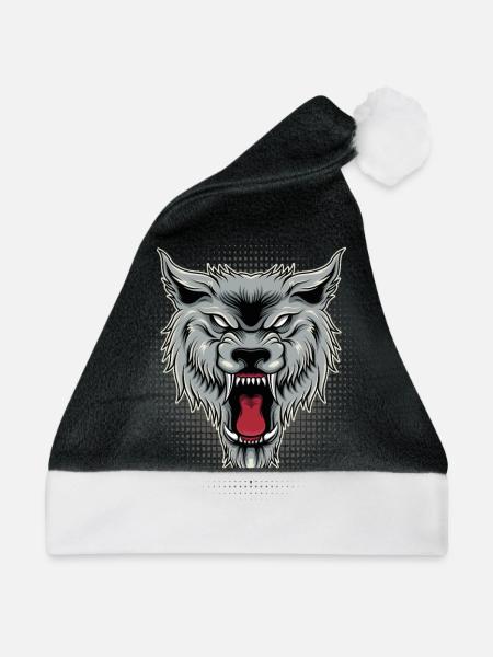 Wolf Wölfe Liebhaber Wolf Design - Weihnachtsmütze - Schwarz/Weiß - Vorne