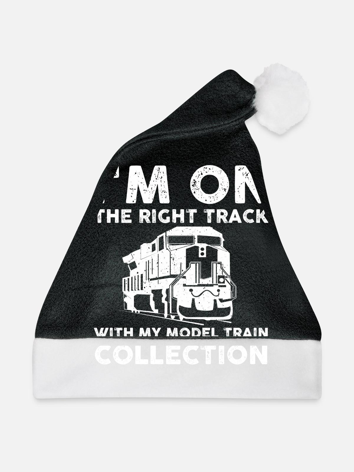 Lustiges Eisenbahn Geschenk - Weihnachtsmütze - Schwarz/Weiß - Vorne