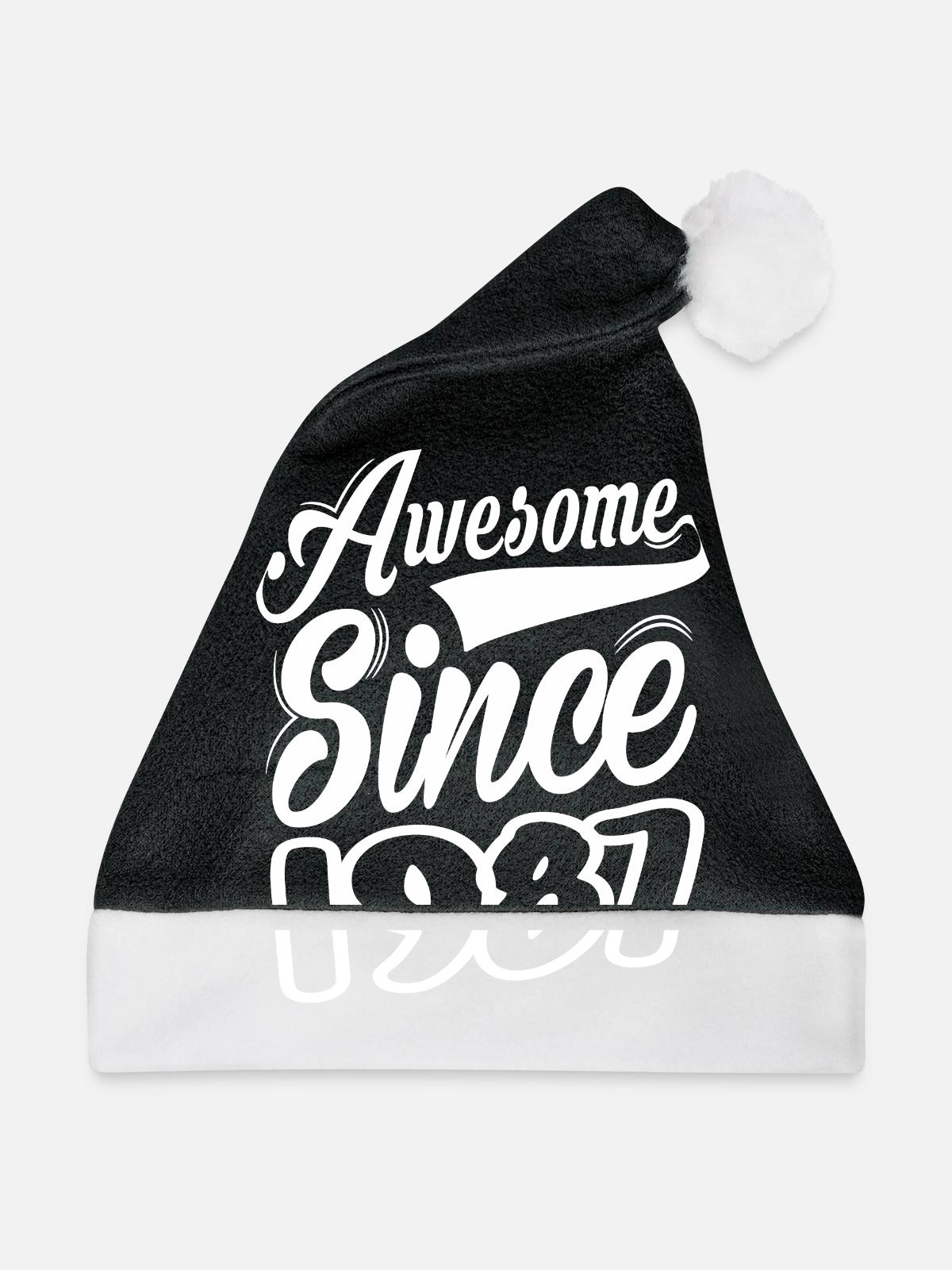 Awesome Since 1987 - Weihnachtsmütze - Schwarz/Weiß - Vorne