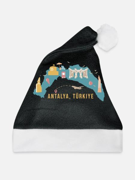 Antalya Türkei Souvenir - Weihnachtsmütze - Schwarz/Weiß - Vorne
