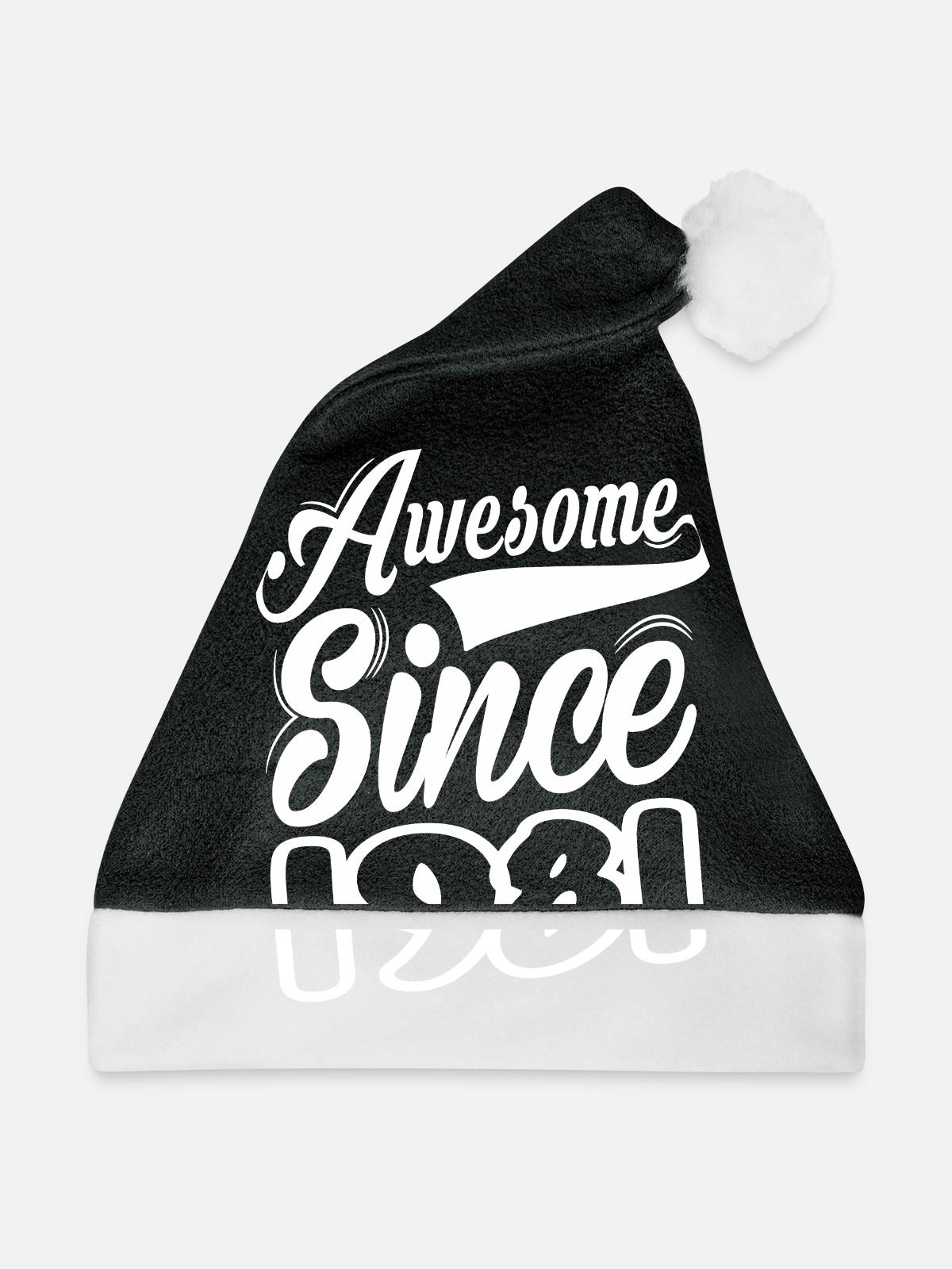 Awesome Since 1981 - Weihnachtsmütze - Schwarz/Weiß - Vorne