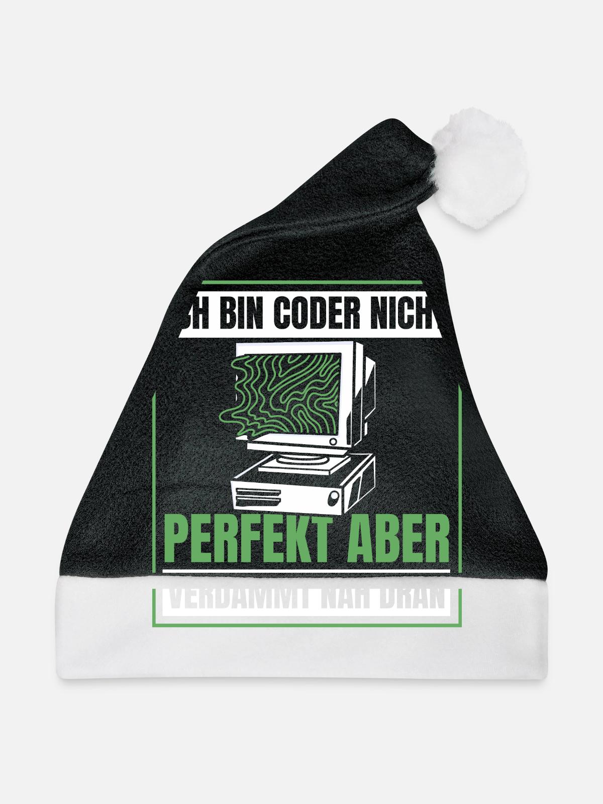 Entwickler Coder Programmierer Humor - Weihnachtsmütze - Schwarz/Weiß - Vorne