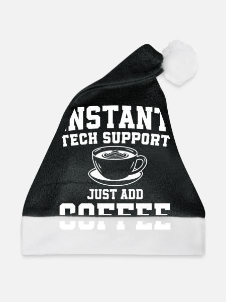 Technischer Support Kaffeeliebhaber Sysadmin Humor - Weihnachtsmütze - Schwarz/Weiß - Vorne