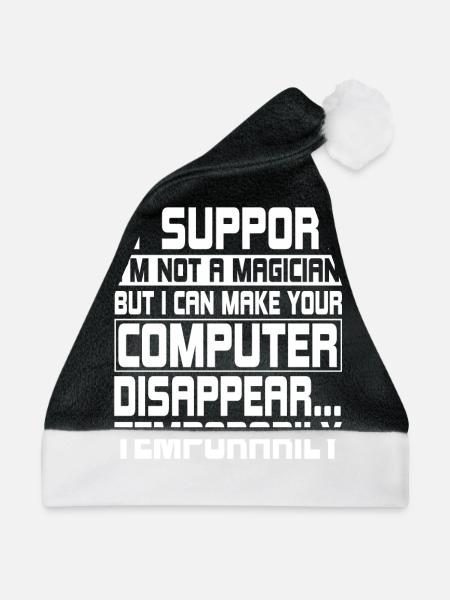 Lustiger IT Support Computeringenieur - Weihnachtsmütze - Schwarz/Weiß - Vorne