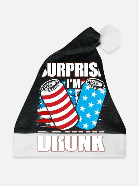 Surprise I'm drunk - Weihnachtsmütze - Schwarz/Weiß
