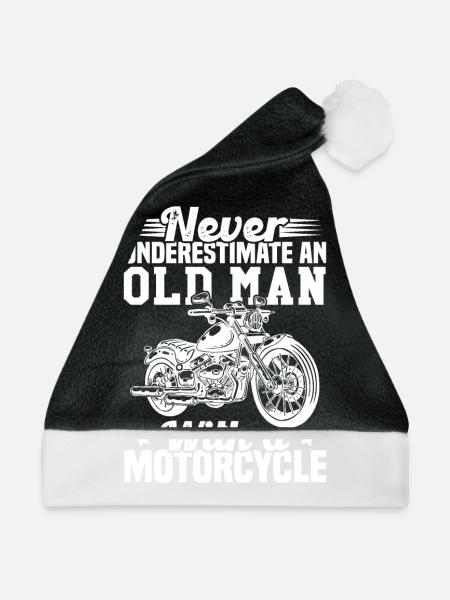 Unterschätzen Sie niemals einen alten Mann mit einem Motorrad - Weihnachtsmütze - Schwarz/Weiß - Vorne