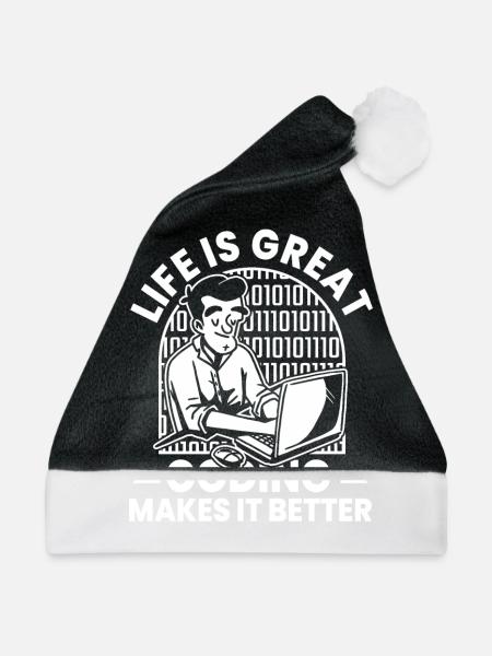 Entwickler Coder Programmierer Humor - Weihnachtsmütze - Schwarz/Weiß - Vorne