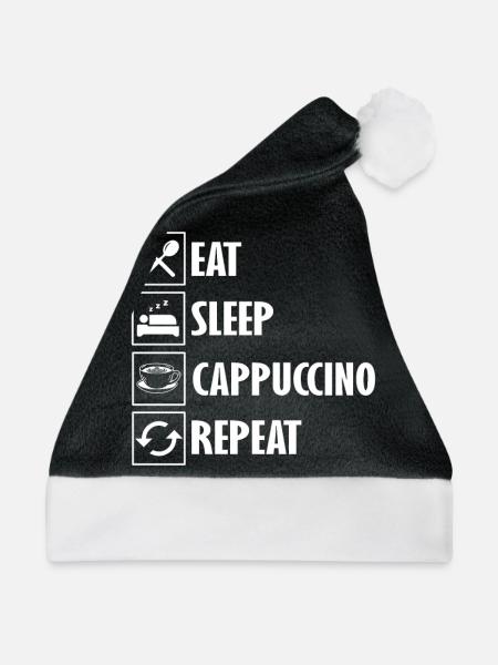 Lustiges Cappuccino Kaffee Kostüm Barista - Weihnachtsmütze - Schwarz/Weiß - Vorne