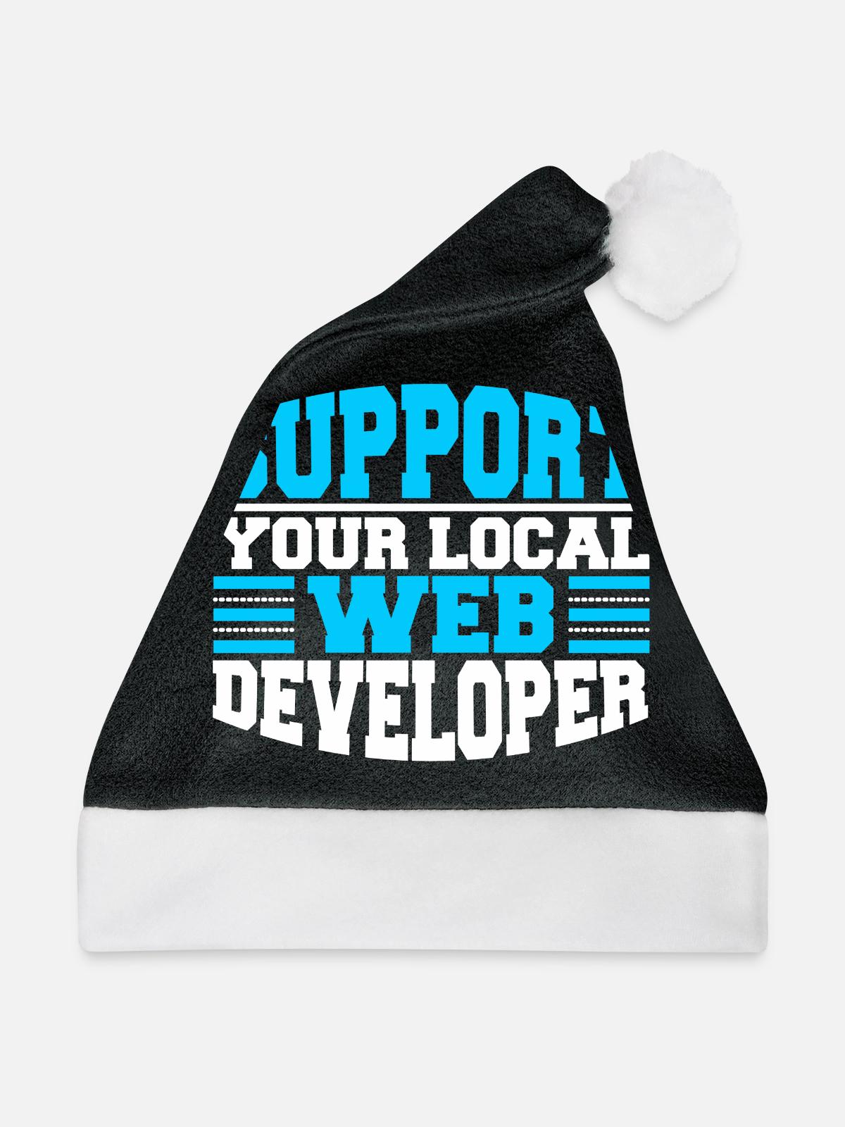 Web Entwickler Webdeveloper Unterstützung - Weihnachtsmütze - Schwarz/Weiß - Vorne