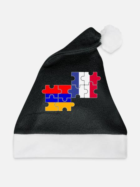 Armenien Frankreich Flagge Armenier - Weihnachtsmütze - Schwarz/Weiß - Vorne
