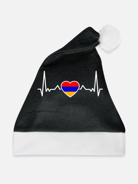 Armenien Herzschlag Armenische Flagge Armenier - Weihnachtsmütze - Schwarz/Weiß - Vorne
