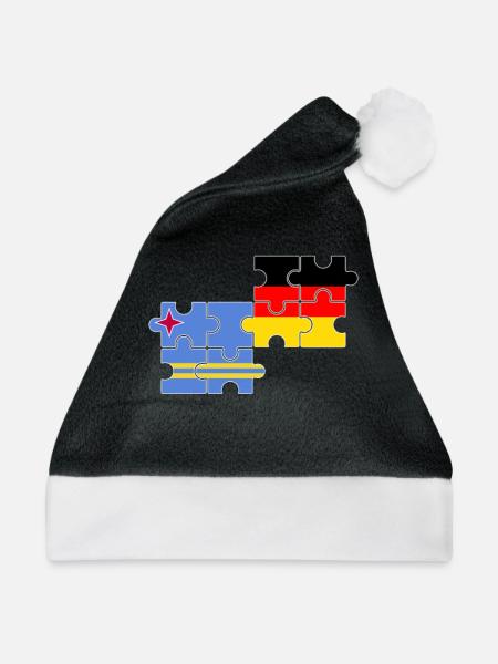 Aruba Deutschland Flagge Deutsch Arubaner - Weihnachtsmütze - Schwarz/Weiß - Vorne