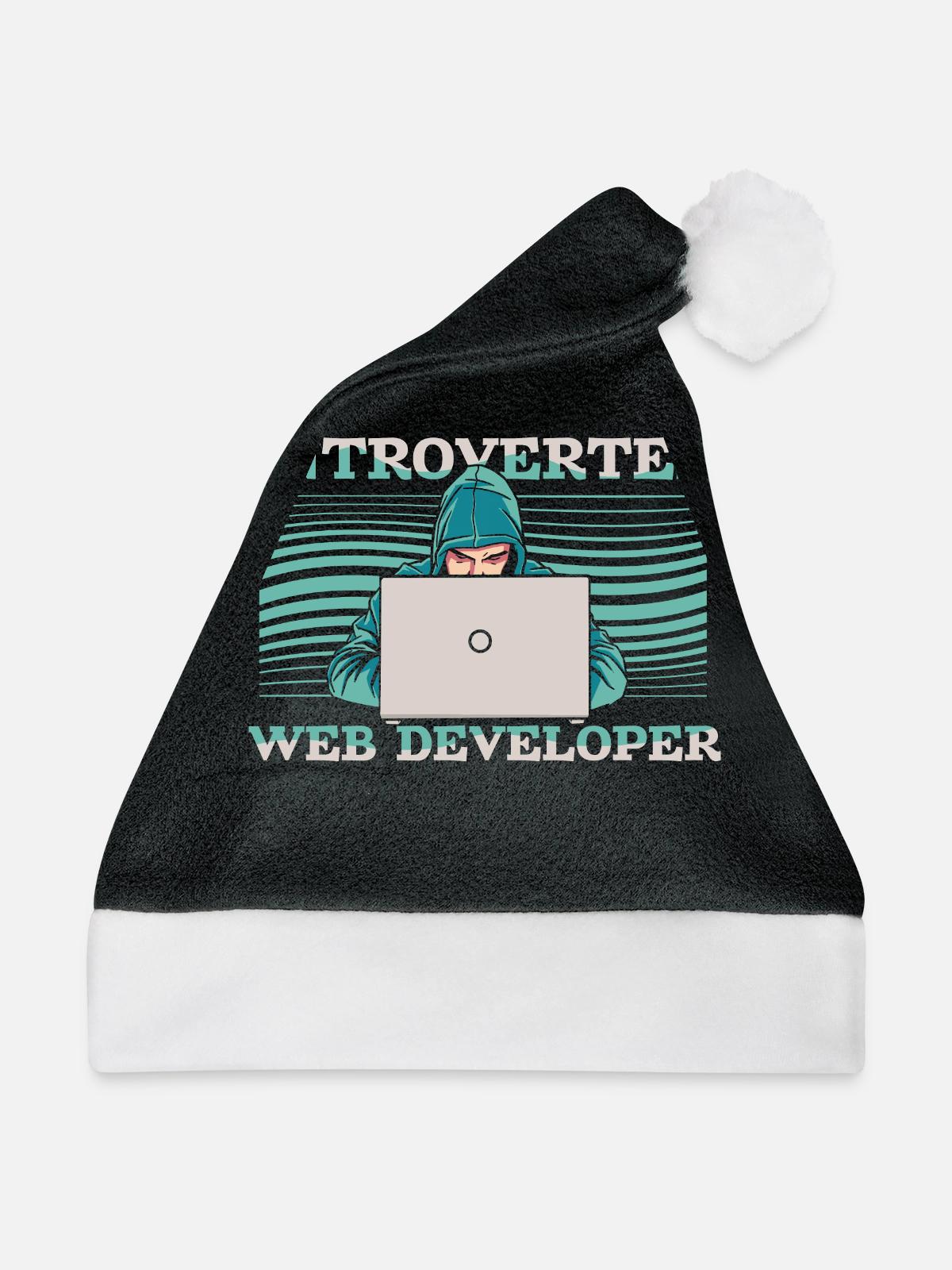 Web Entwickler Webdeveloper Introvertierte - Weihnachtsmütze - Schwarz/Weiß - Vorne