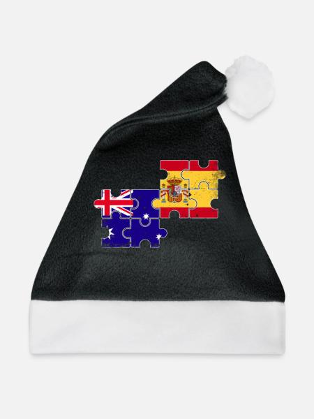 Australien Spanien Vintage Flagge Australier - Weihnachtsmütze - Schwarz/Weiß - Vorne