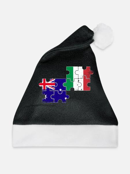 Australien Italien Vintage Flagge Australier - Weihnachtsmütze - Schwarz/Weiß - Vorne