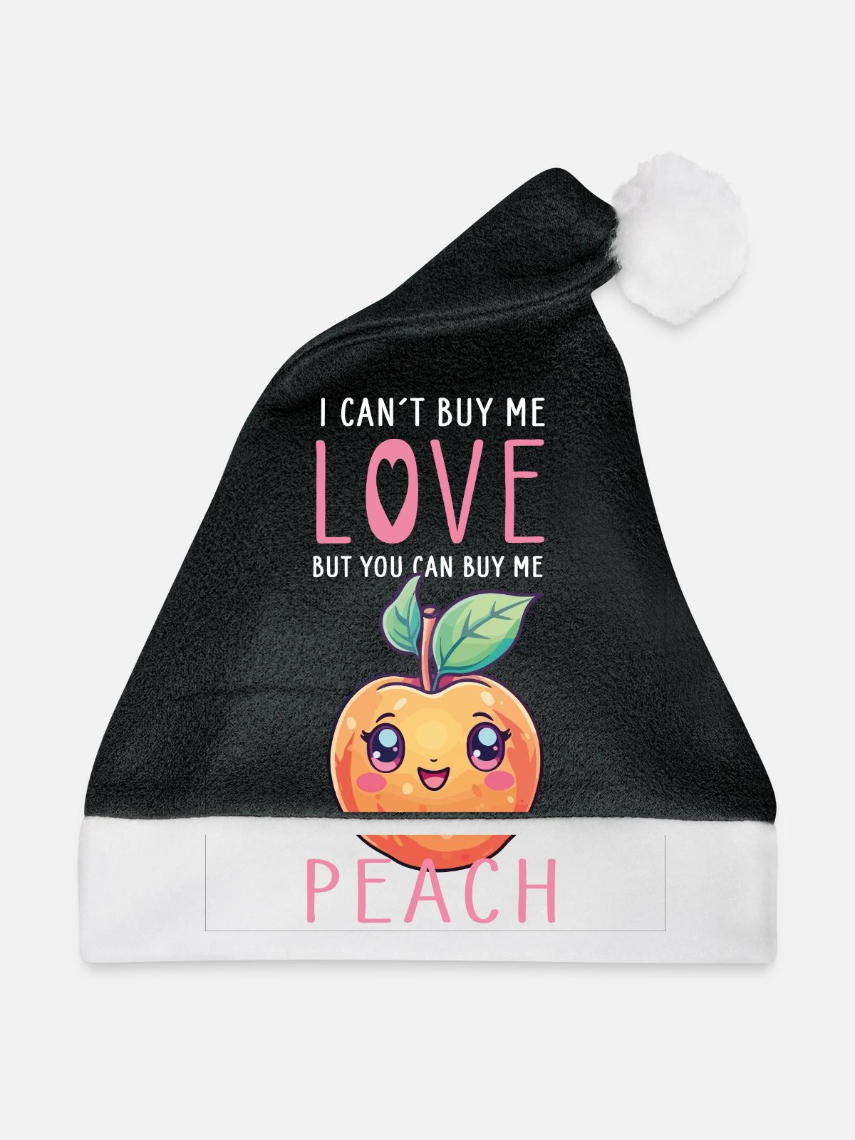 Pfirsich Kawaii - Weihnachtsmütze - Schwarz/Weiß - Vorne
