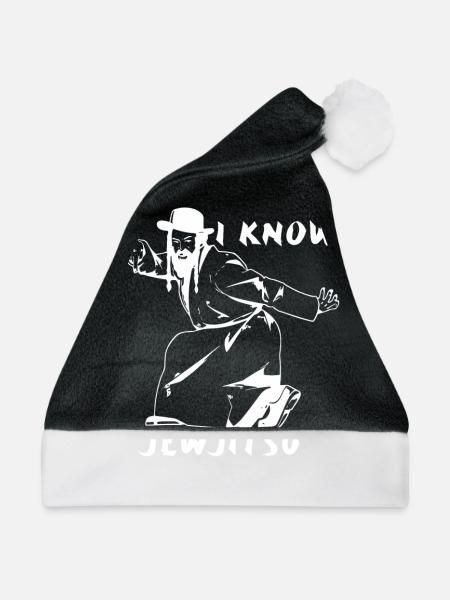 Ich kenne JewJitsu Tanz Horah Jiu Jitsu Rabbi - Weihnachtsmütze - Schwarz/Weiß - Vorne