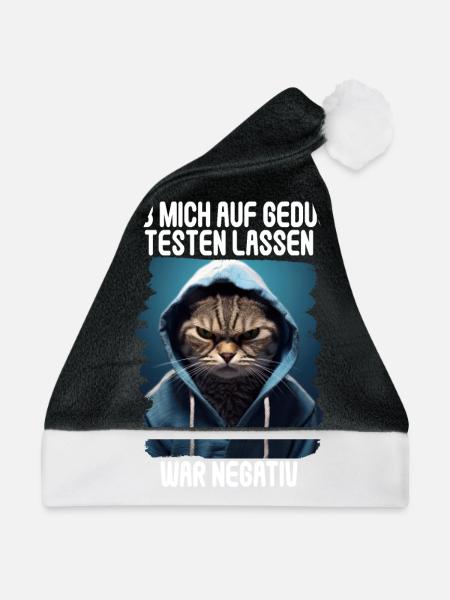 Hab mich auf Geduld testen lassen war bin negativ - Weihnachtsmütze - Schwarz/Weiß - Vorne