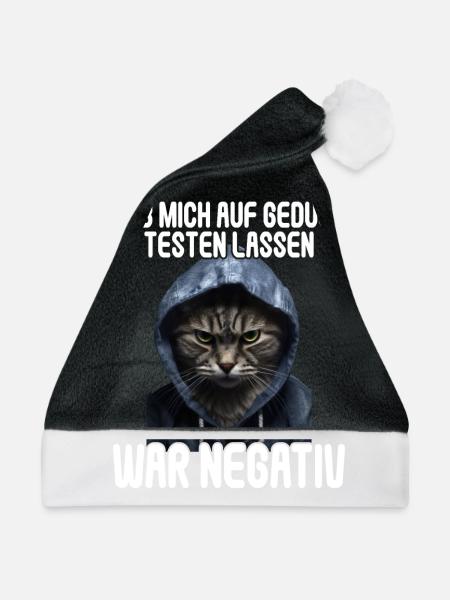 Hab mich auf Geduld testen lassen war bin negativ - Weihnachtsmütze - Schwarz/Weiß - Vorne