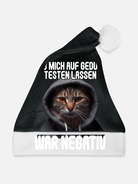 Hab mich auf Geduld testen lassen war bin negativ - Weihnachtsmütze - Schwarz/Weiß - Vorne