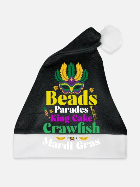 Perlen-Paraden Kingcake Mardi Gras - Weihnachtsmütze - Schwarz/Weiß