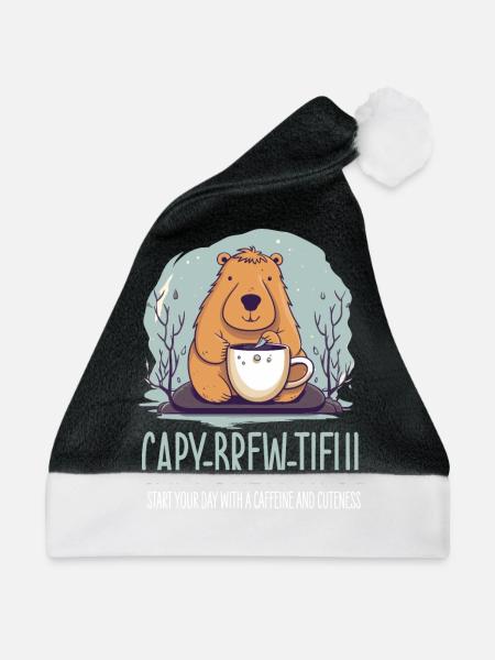 Capybara Kaffee Design - Weihnachtsmütze - Schwarz/Weiß