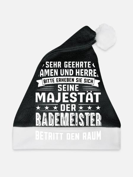 Bademeister Geburtstag Bademeister Sprüche - Weihnachtsmütze - Schwarz/Weiß - Vorne