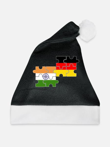 Indien Deutschland Flagge Deutsch Inder - Weihnachtsmütze - Schwarz/Weiß - Vorne