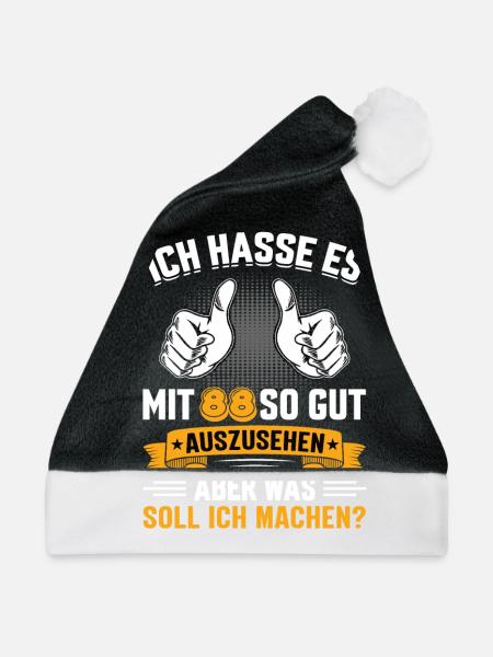 88 Geburtstag 88 Jahre 88 Lebensjahr 88 Lebenalter - Weihnachtsmütze - Schwarz/Weiß - Vorne