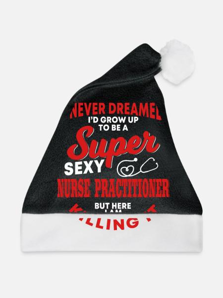 Krankenschwester Praktiker Outfit - Weihnachtsmütze - Schwarz/Weiß