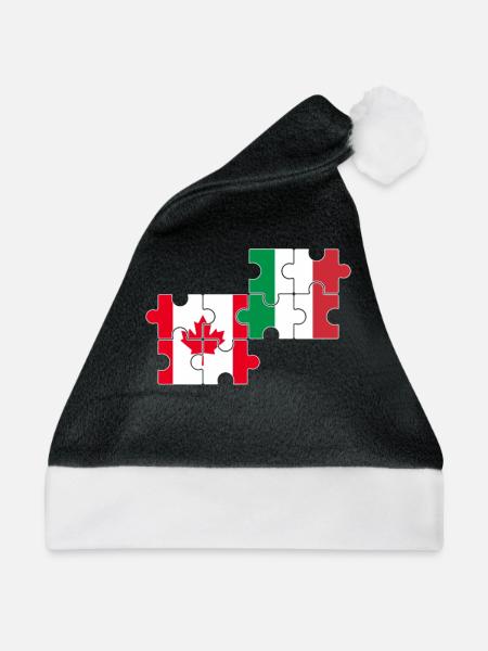 Kanada Italien Flagge Italienisch Kanadier - Weihnachtsmütze - Schwarz/Weiß - Vorne