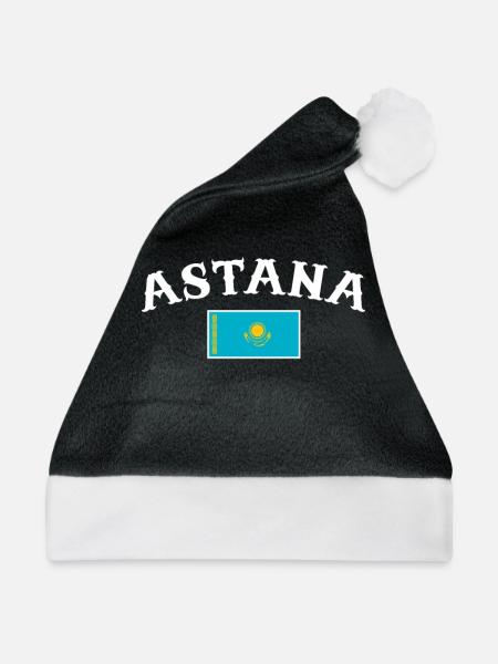 Astana Kasachstan Kasachische Flagge Kasache - Weihnachtsmütze - Schwarz/Weiß - Vorne