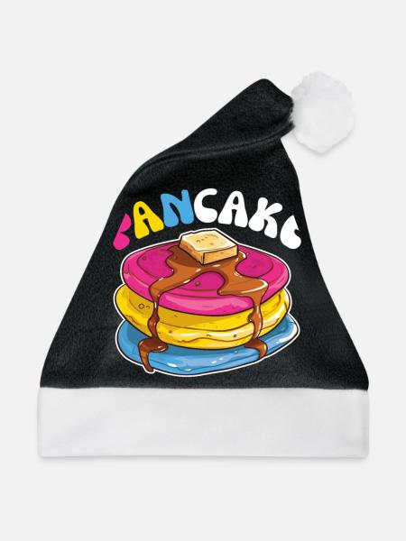 Pansexuell Flag Pride LGBTQ süße Pfannenkuchen - Weihnachtsmütze - Schwarz/Weiß - Vorne