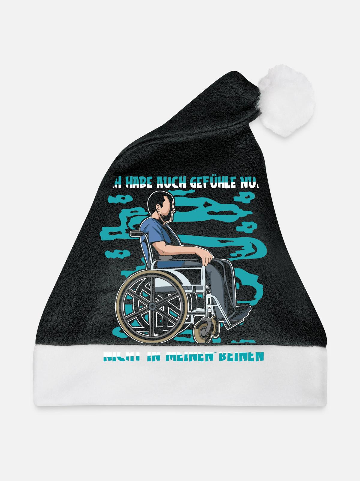 Rollstuhl Rollstuhlfahrer - Weihnachtsmütze - Schwarz/Weiß - Vorne
