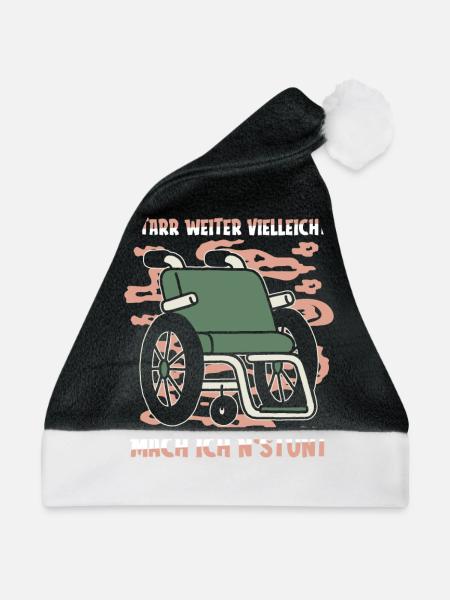 Rollstuhl Rollstuhlfahrer - Weihnachtsmütze - Schwarz/Weiß - Vorne