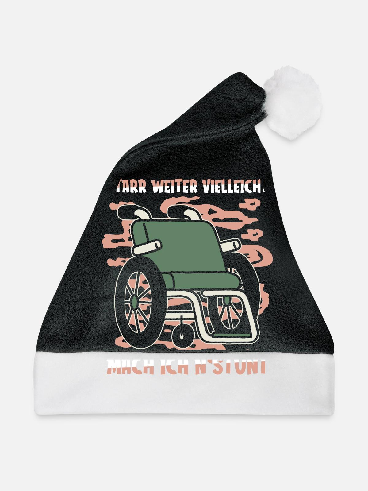 Rollstuhl Rollstuhlfahrer - Weihnachtsmütze - Schwarz/Weiß - Vorne
