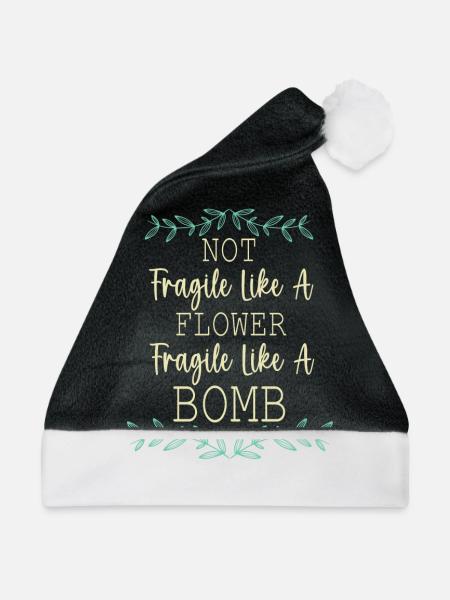 Nicht zerbrechlich wie eine Blume, sondern eine - Weihnachtsmütze - Schwarz/Weiß - Vorne